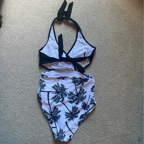 palm tree one piece swimsuit - Picture 2 of 3